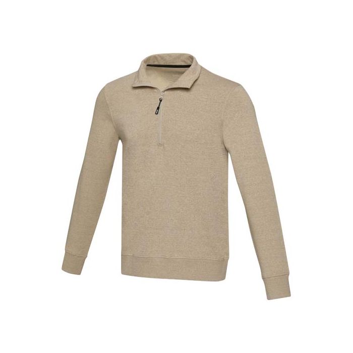 Tin sweter unisex Aware™ z materiałów z recyklingu z zamkiem błyskawicznym na 1-4 długości 280 g-m²-Owsianka – Gift Design