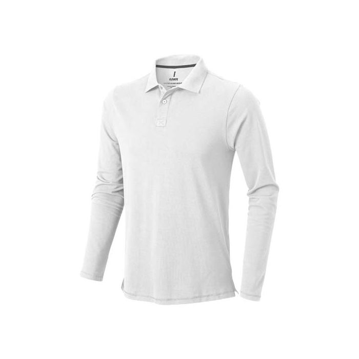 Męskie polo Calgary z długim rękawem 180 g-m²-Biały – Gift Design