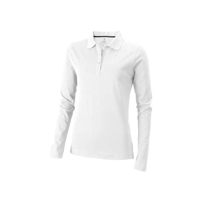 Damskie polo Calgary z długim rękawem 180 g-m²-Biały – Gift Design