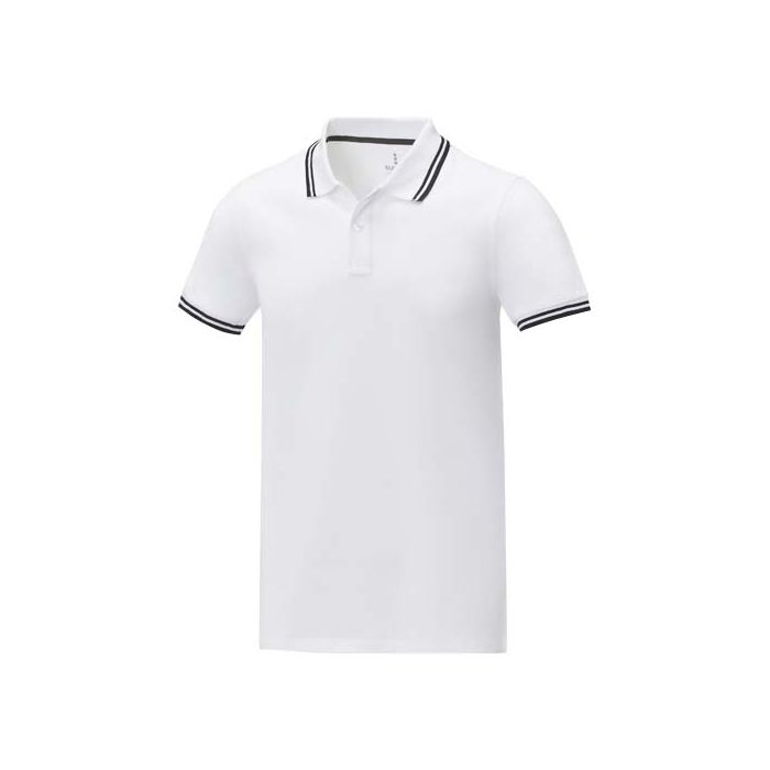 Męska koszulka polo Amarago z kontrastowymi paskami i krótkim rękawem 200 g-m²-Biały – Gift Design