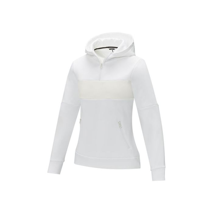 Sayan damska ciepła bluza z kapturem i zamkiem na pół długości-Biały – Gift Design