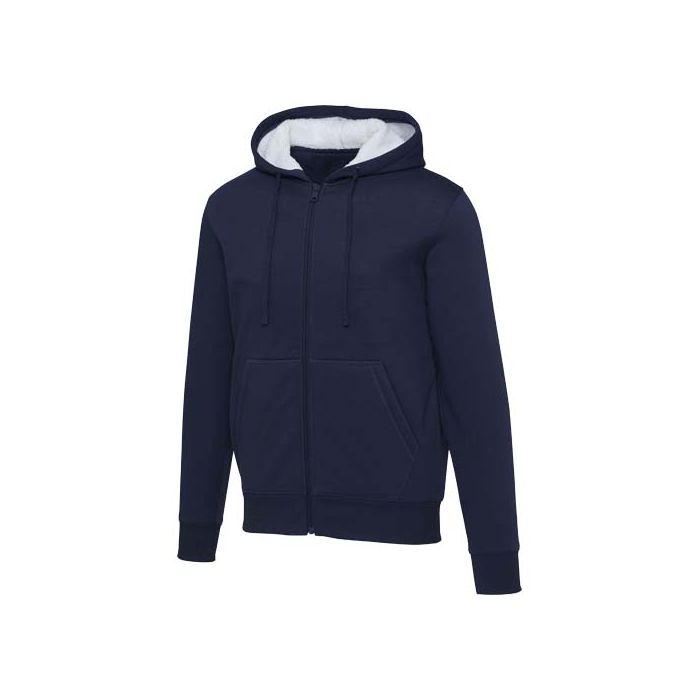 Natron bluza sherpa z kapturem z zamkiem błyskawicznym na całej długości 320 g-m²-Granatowy – Gift Design