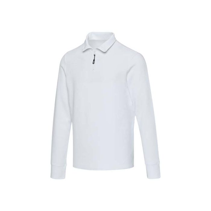 Apollo koszulka polo z zamkiem do połowy i długimi rękawami, uniseks 245 g-m²-Biały – Gift Design