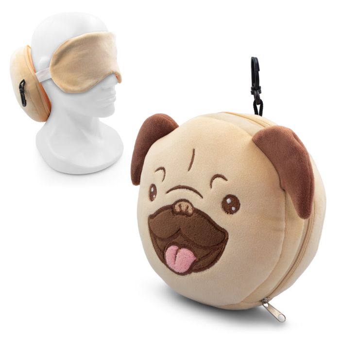 Pluszowy pies, zagłówek podróżny, maska na oczy | Atta – Gift Design