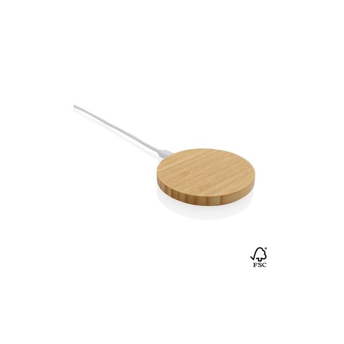 Bambusowa ładowarka bezprzewodowa 15W – Gift Design