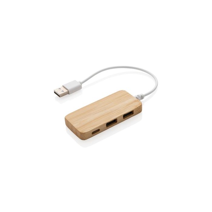Bambusowy hub USB 2.0 z USB typu C – Gift Design
