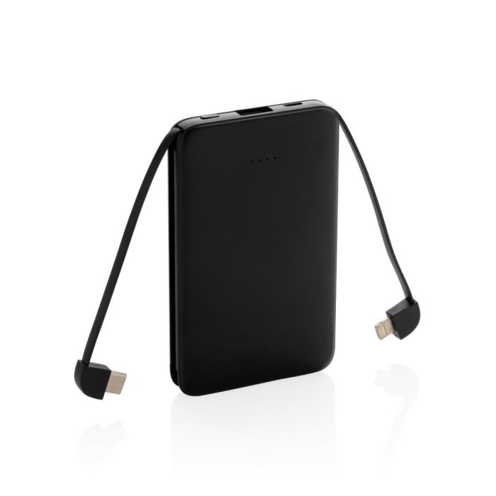 Power bank 5000 mAh, zintegrowany kabel 3 w 1 – Gift Design