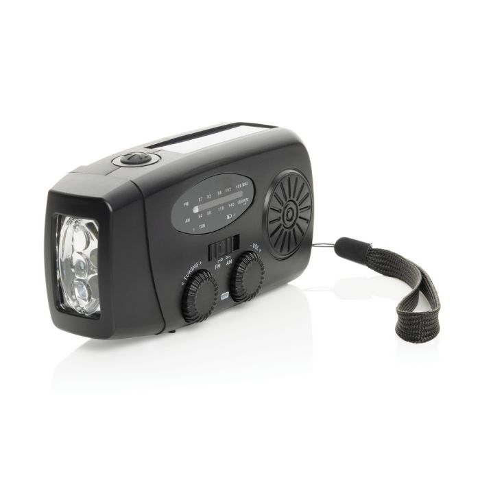 Radio survivalowe AM-FM, power bank 1800 mAh, latarka RescueWave – Gift Design