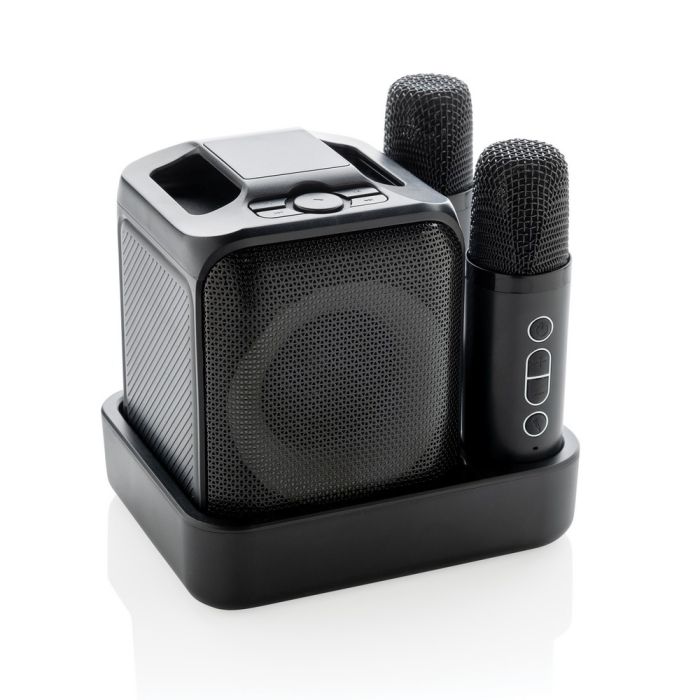 Zestaw do karaoke Singvibe, głośnik bezprzewodowy i dwa mikrofony – Gift Design