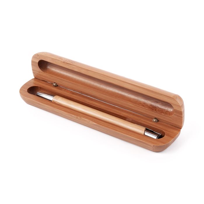 Długopis Vizela w bambusowym etui, brązowy – Gift Design
