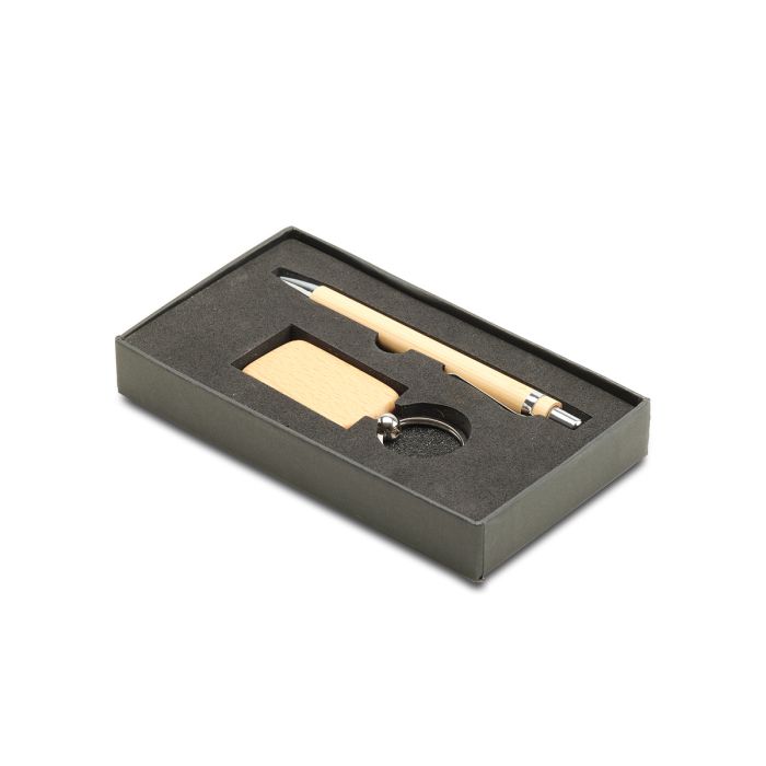 Zestaw długopis i brelok Ovar, brązowy – Gift Design