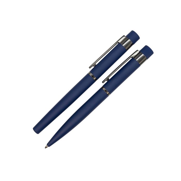 Zestaw piśmienniczy Softis, granatowy – Gift Design
