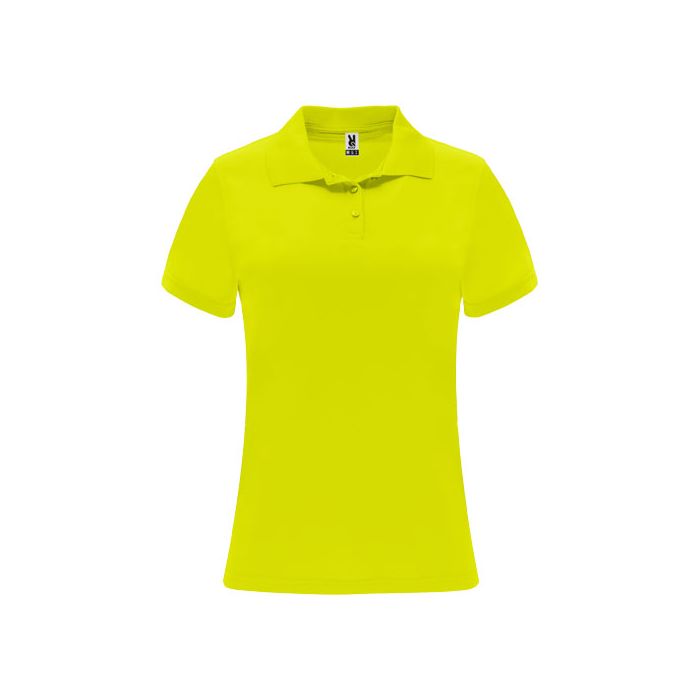 Monzha sportowa koszulka damska polo z krótkim rękawem 150 g-m²-Fluorescencyjny żółty – Gift Design