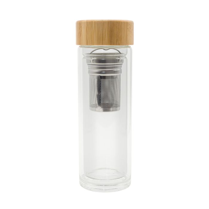 Dwuścienna butelka z zaparzaczem Helen 400 ml, transparentny – Gift Design