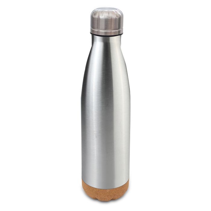 Butelka termiczna z korkowym spodem Jowi 500 ml, srebrny – Gift Design