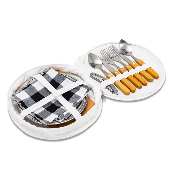 Zestaw piknikowy w etui Alvaro, biały – Gift Design