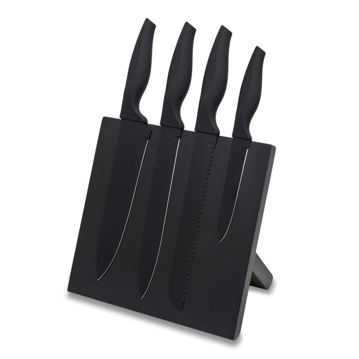 Zestaw noży na bloku magnetycznym Akita, czarny – Gift Design