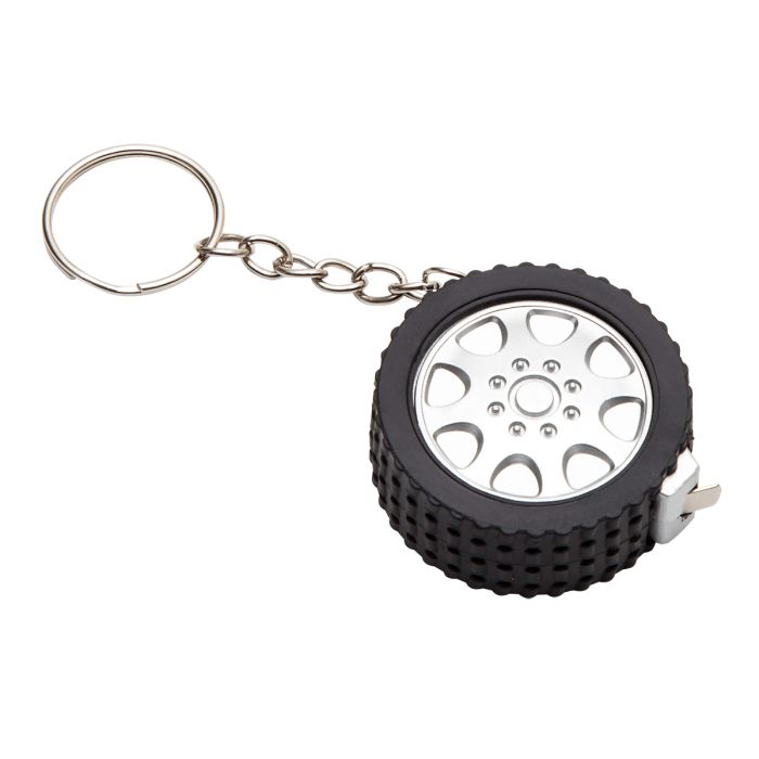 Brelok z miarką 1 m, czarny-srebrny – Gift Design
