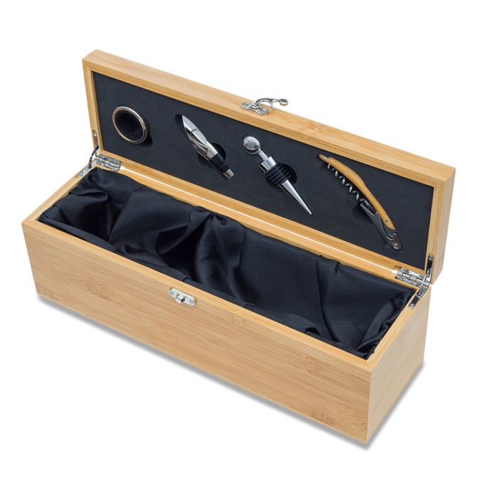 Skrzynka na wino z akcesoriami Garda, beżowy – Gift Design