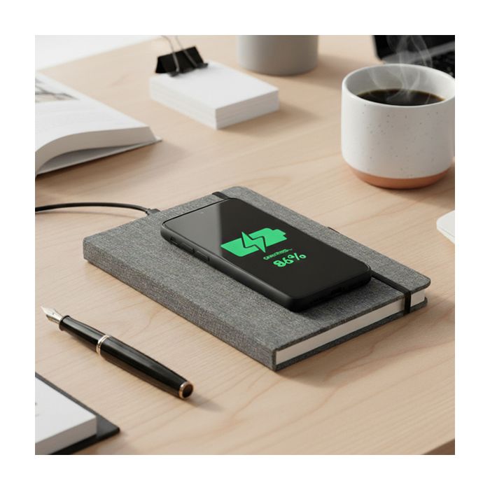 Notes z ładowarką indukcyjną Bartisi, szary – Gift Design