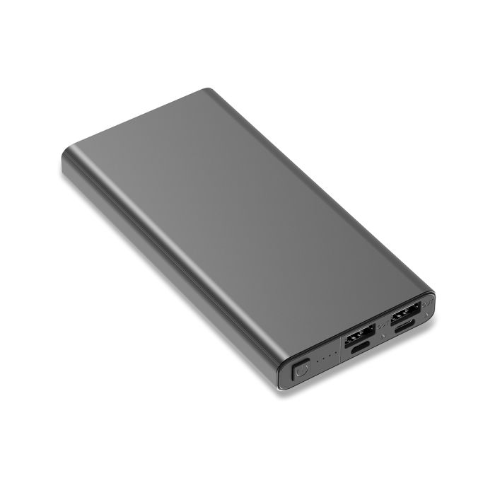 Power bank 10000 mAh Banco, grafitowy – Gift Design