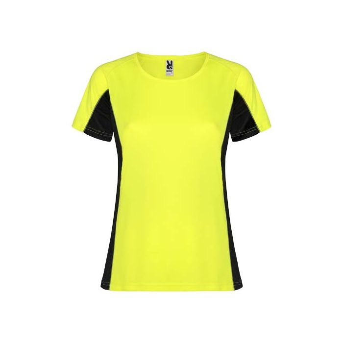 Shanghai sportowa koszulka damska z krótkim rękawem 140 g-m²-Fluorescencyjny żółty – Gift Design
