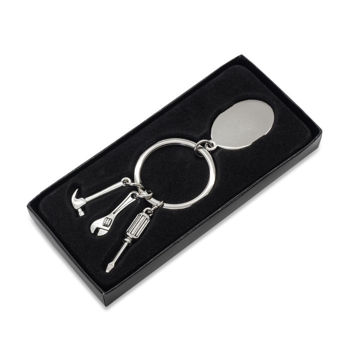 Brelok z motywem narzędzi Clemi, srebrny – Gift Design