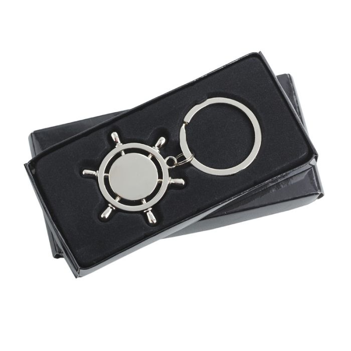 Brelok metalowy Steering Wheel, srebrny – Gift Design