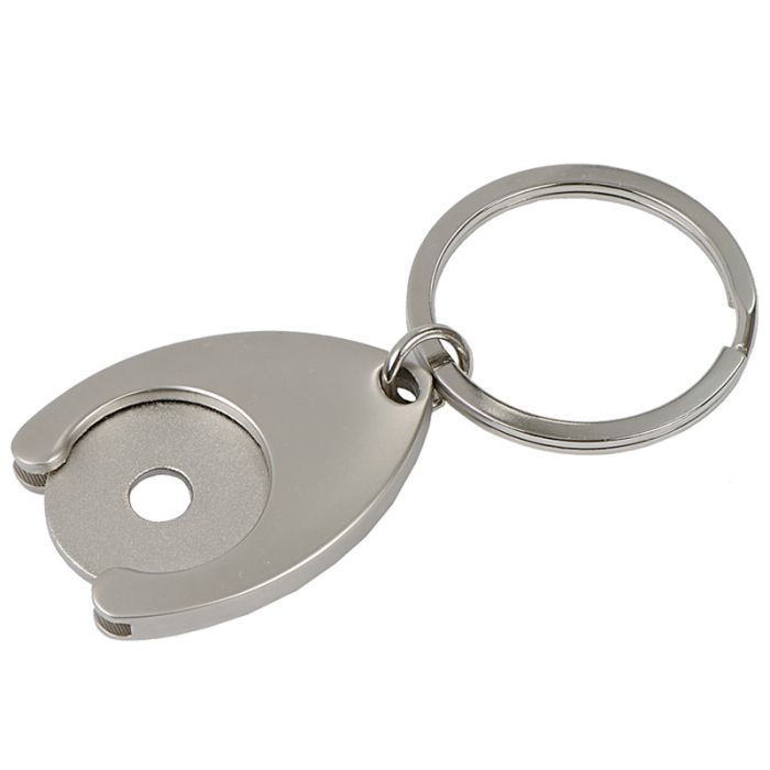 Metalowy brelok z żetonem Disc, srebrny – Gift Design