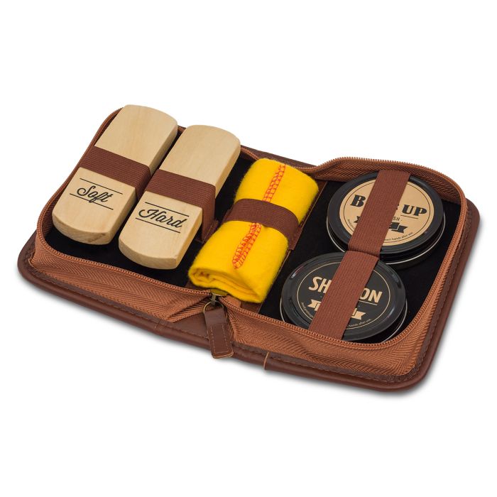 Zestaw do pielęgnacji obuwia Derby, grafitowy – Gift Design