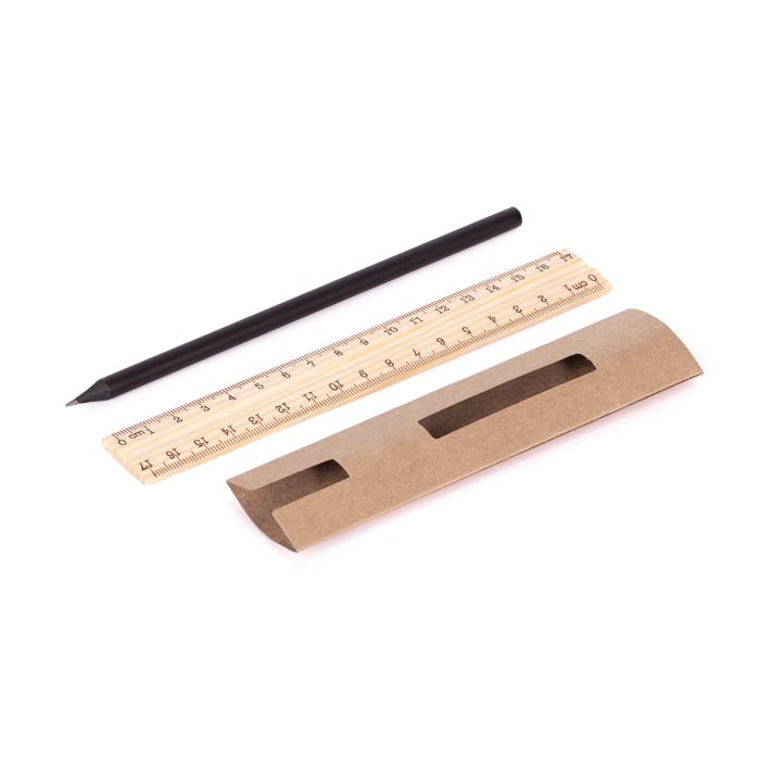 Ołówek z linijką - zestaw Simple, beżowy – Gift Design
