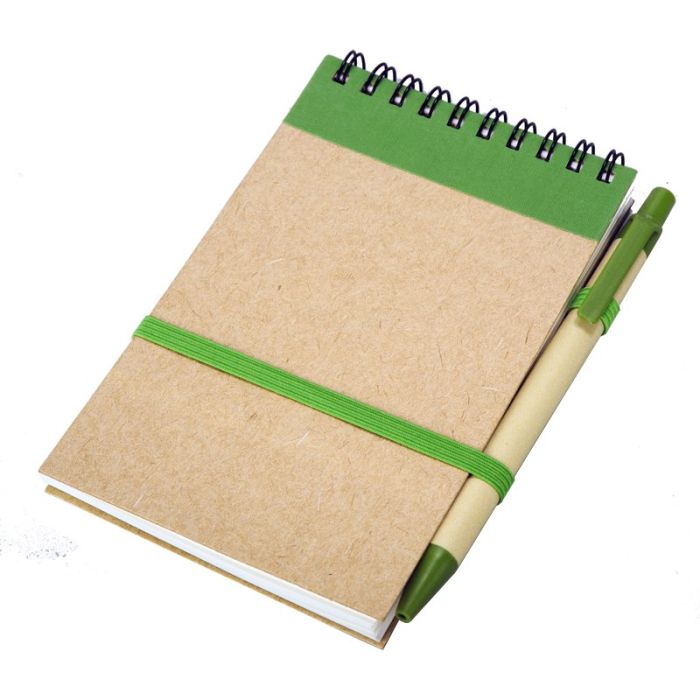 Notes Kraft z długopisem, zielony-beżowy – Gift Design