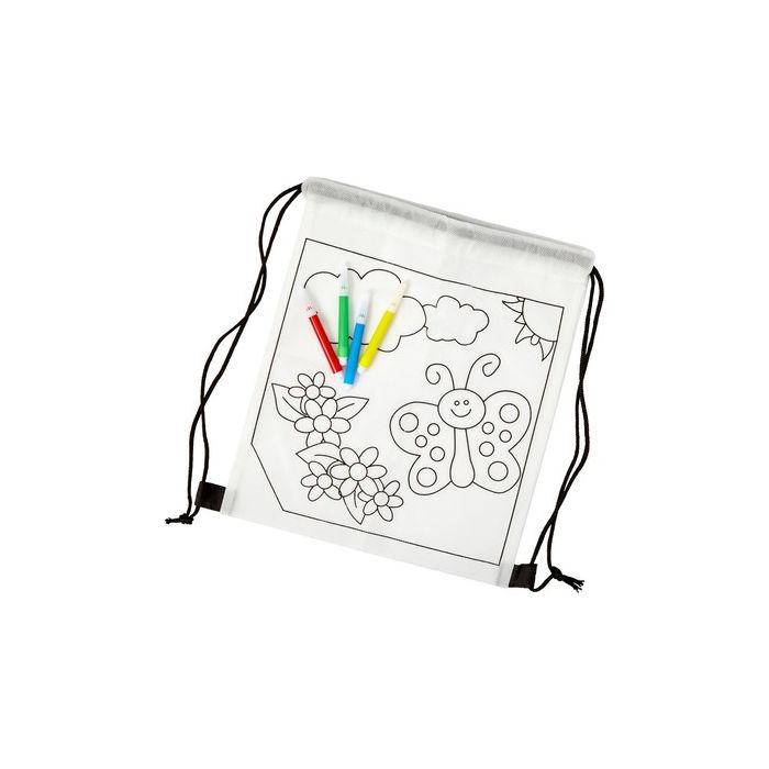 Worek ze sznurkiem do kolorowania, flamastry – Gift Design