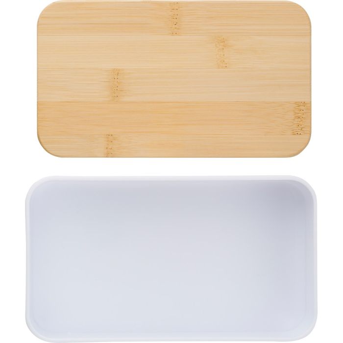 Pudełka śniadaniowe 2 szt., 2x400 ml, bambusowe wieczko, sztućce – Gift Design