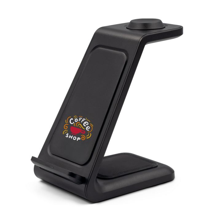 Ładowarka bezprzewodowa 15W, 3 w 1, stojak na telefon | Todd – Gift Design