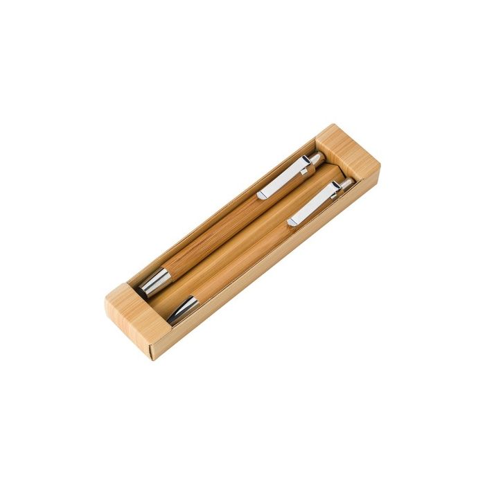 Bambusowy zestaw piśmienny, długopis touch pen i ołówek mechaniczny – Gift Design