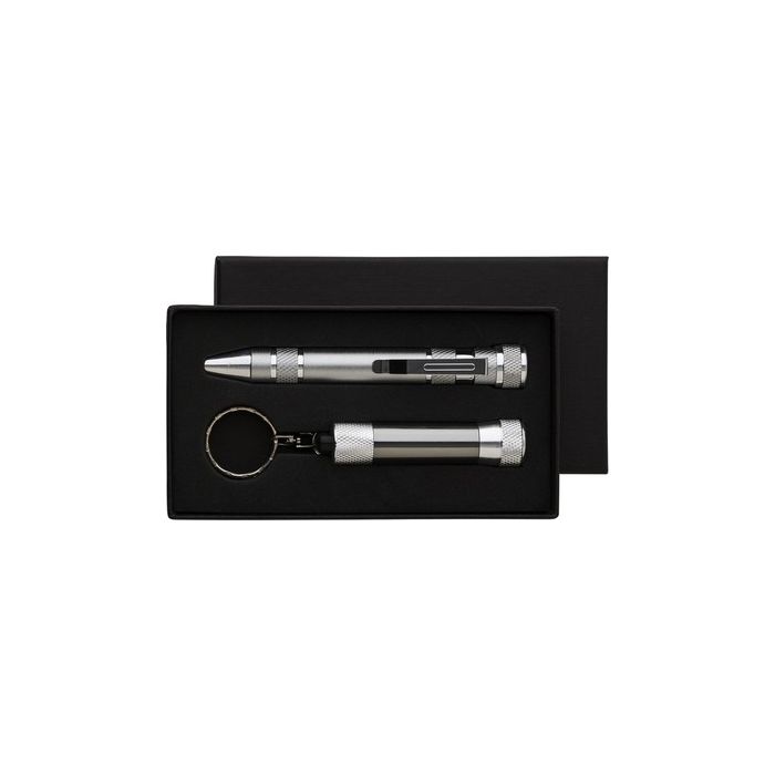 Zestaw narzędzi, śrubokręt (8 el.), latarka 3 LED – Gift Design