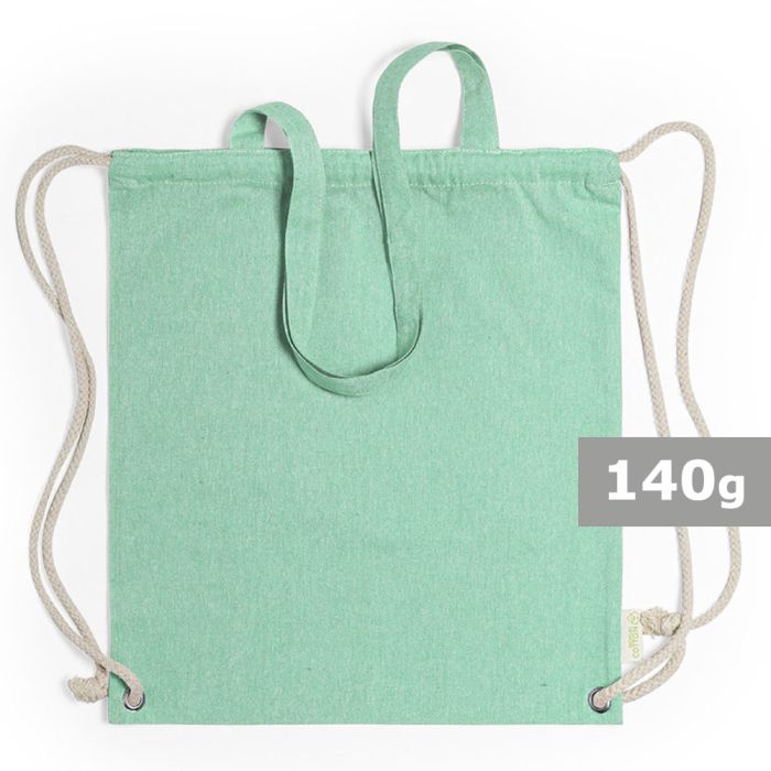 Worek ze sznurkiem i torba na zakupy z bawełny z recyklingu, 2 w 1 – Gift Design