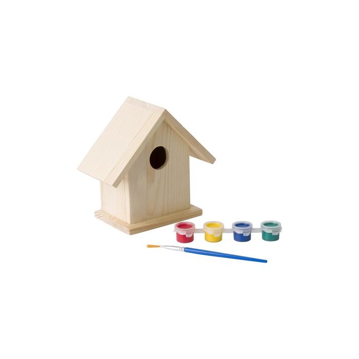 Domek dla ptaków do malowania, farbki i pędzelek – Gift Design