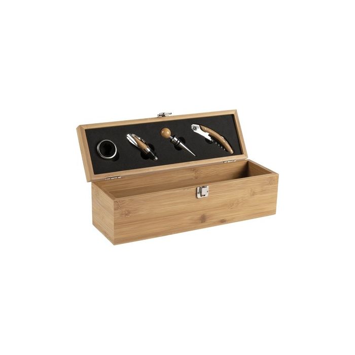 Bambusowy zestaw do wina, 4 el., skrzynka do wina 1 el. – Gift Design