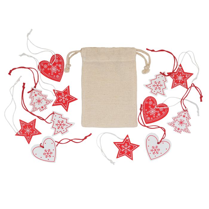 Zestaw drewnianych ozdób świątecznych, beżowy – Gift Design