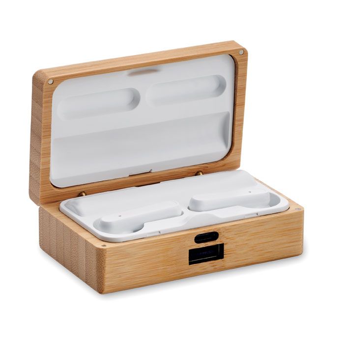 Słuchawki douszne TWS w bambuso – Gift Design