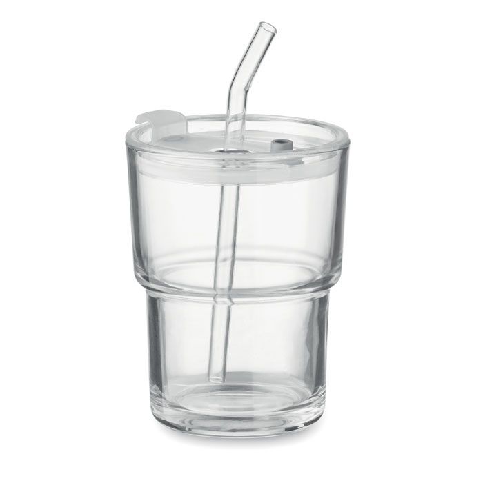 Szklany kubek ze słomką 400ml – Gift Design