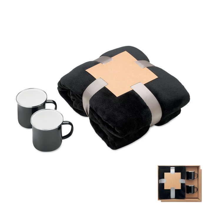 Zestaw koc polarowy i 2 kubki – Gift Design
