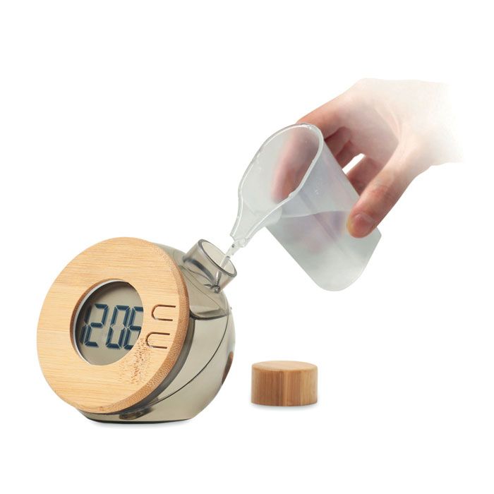 Bambusowy wodny zegar LCD – Gift Design
