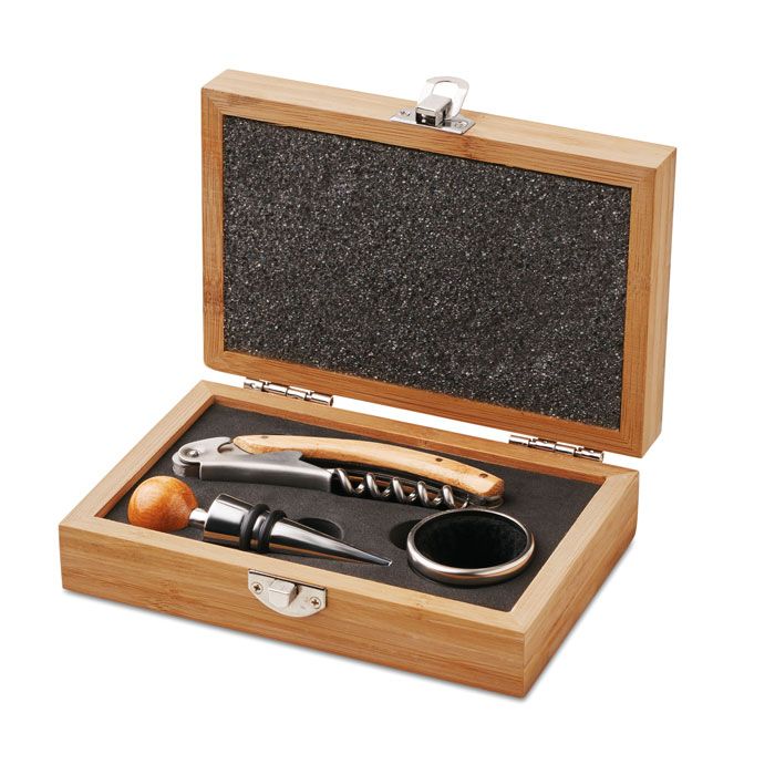 Zestaw do wina w bambusowym pu – Gift Design
