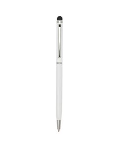 Ore aluminium ballpoint pen with stylus (blue ink)-Biały &ndash; Gift Design