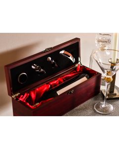 Skrzynka na wino z akcesoriami Angers, brązowy &ndash; Gift Design