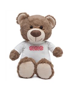 Maskotka Big Teddy w koszulce z motywem świątecznym, brązowy – Gift Design