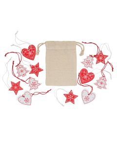 Zestaw drewnianych ozdób świątecznych, beżowy – Gift Design